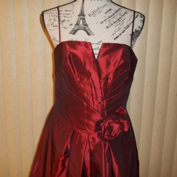 *FINAL PRICE* Cranberry Red Taffeta Short Formal Dress Size 8 - Picture 3 of 6